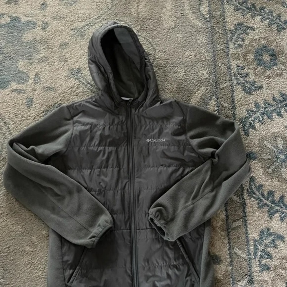 Columbia Hybrid Fleece Jacket w/ Therma Coil Grey Gray Running Cycling Coat sz S